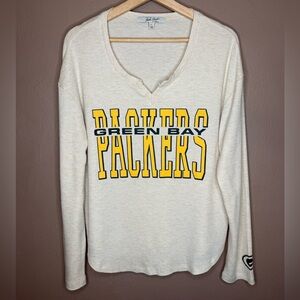Green Bay Packers Women's Waffle Knit Long Sleeve Size Large Sunday Football